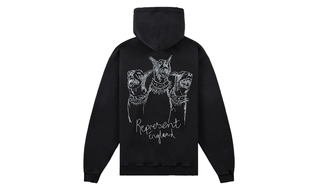 Hand Drawn Thoroughbred Dogs Hoodie "Aged Black" MLM100556 03