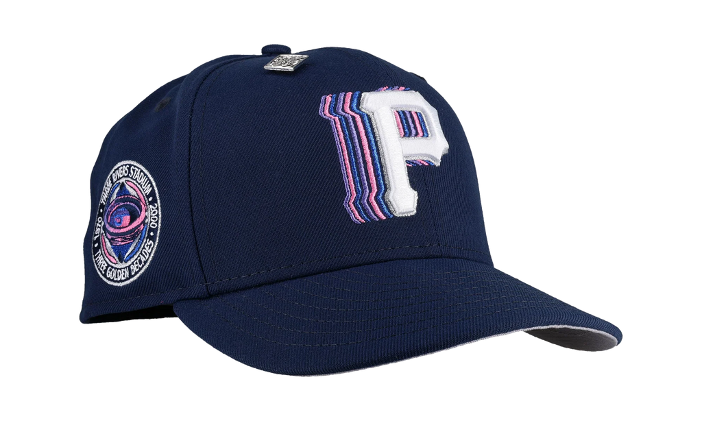 59FIFTY Pittsburgh Pirates Trippy Three Golden Decades Fitted Hat "Navy Metallic" NE356