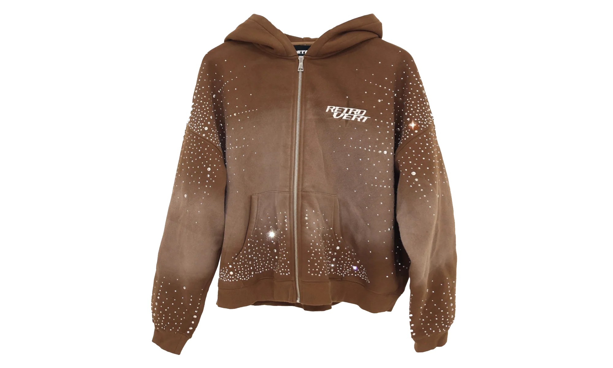 Rhinestone Zip Up Jacket "Brown" RET029