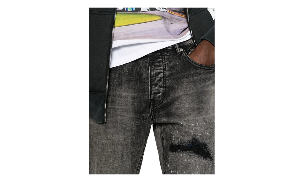 P001 Plaid Patch Jeans "Washed Black" P001 SYDB425