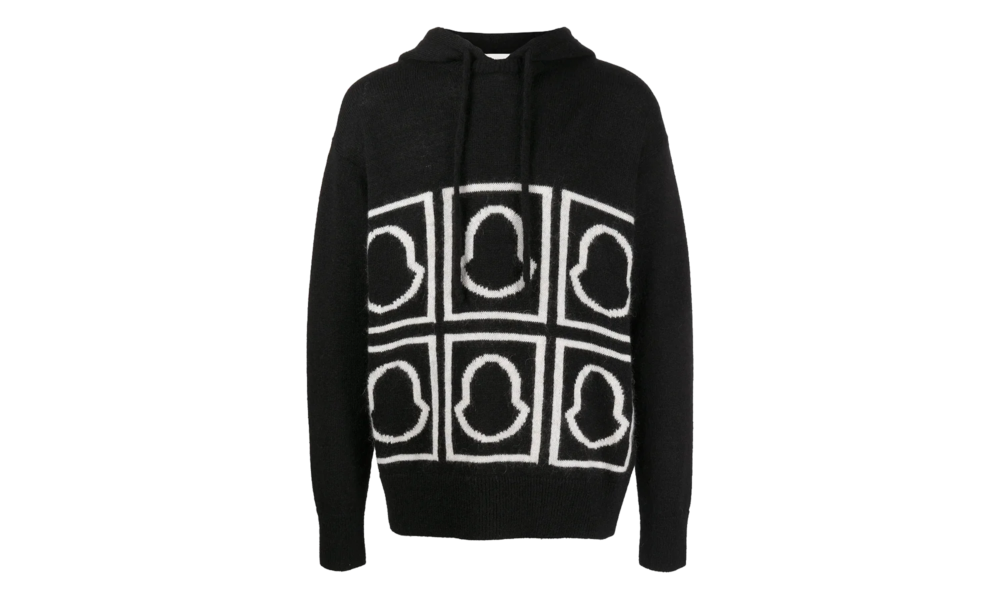 Logo-Intarsia Knitted Hooded Sweatshirt "Black" MON10