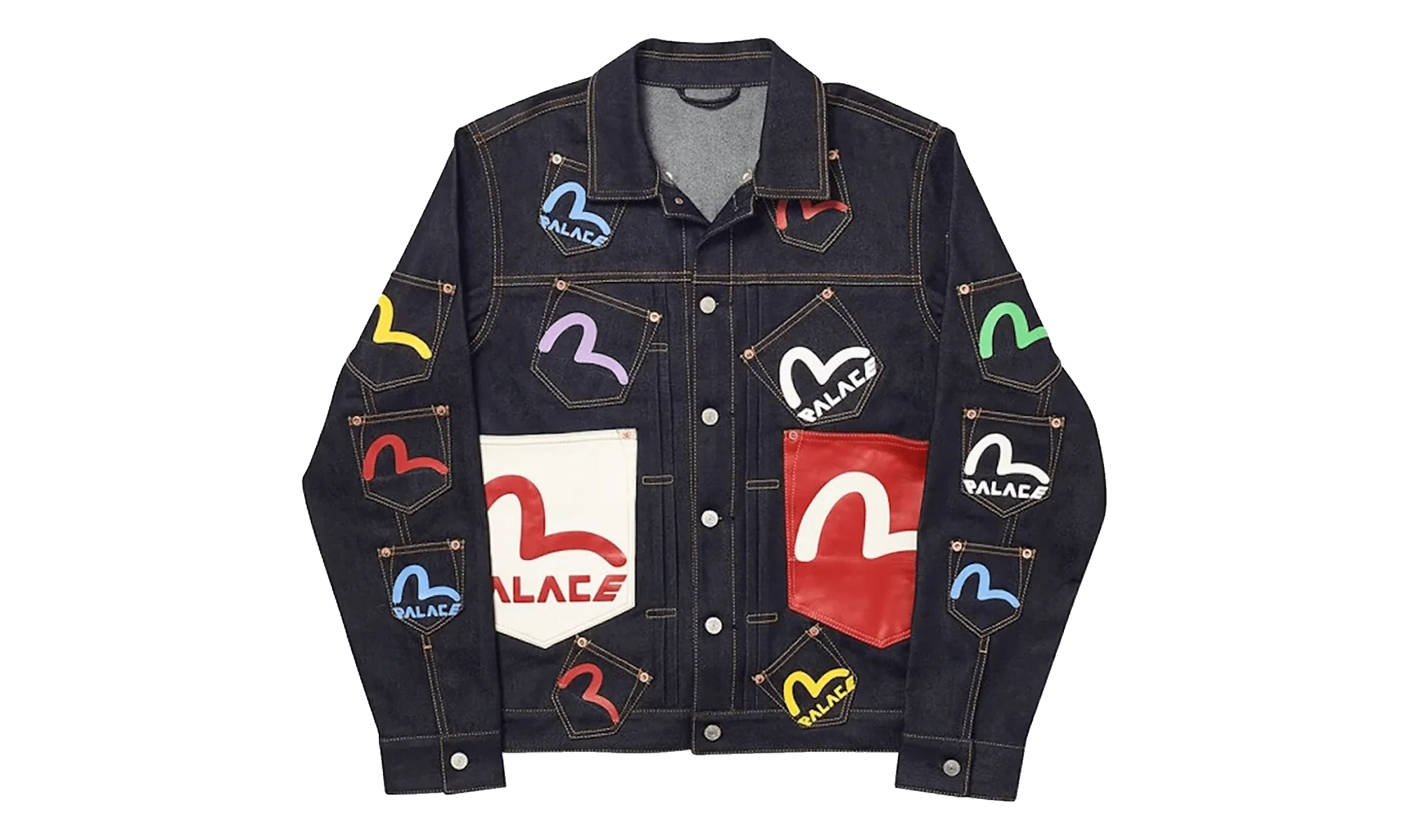 Palace x Evisu Logo Denim Jacket "Indigo Multi" p0130