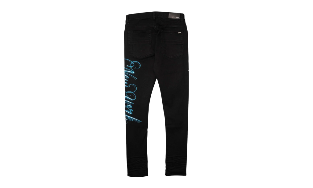 MA New York Airbrush Logo Jeans "Overdyed Black Blue White" AMDNSY1178 018