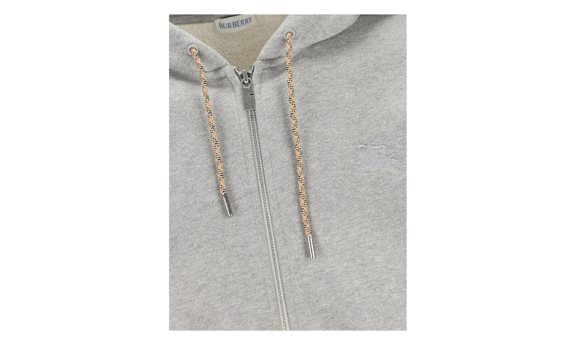 Rory Check Zip-Up Hoodie "Pale Grey Melange" 8120756