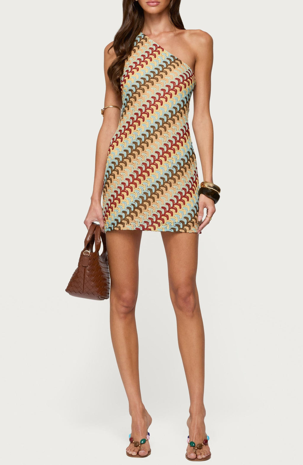Stripe One-Shoulder Minidress