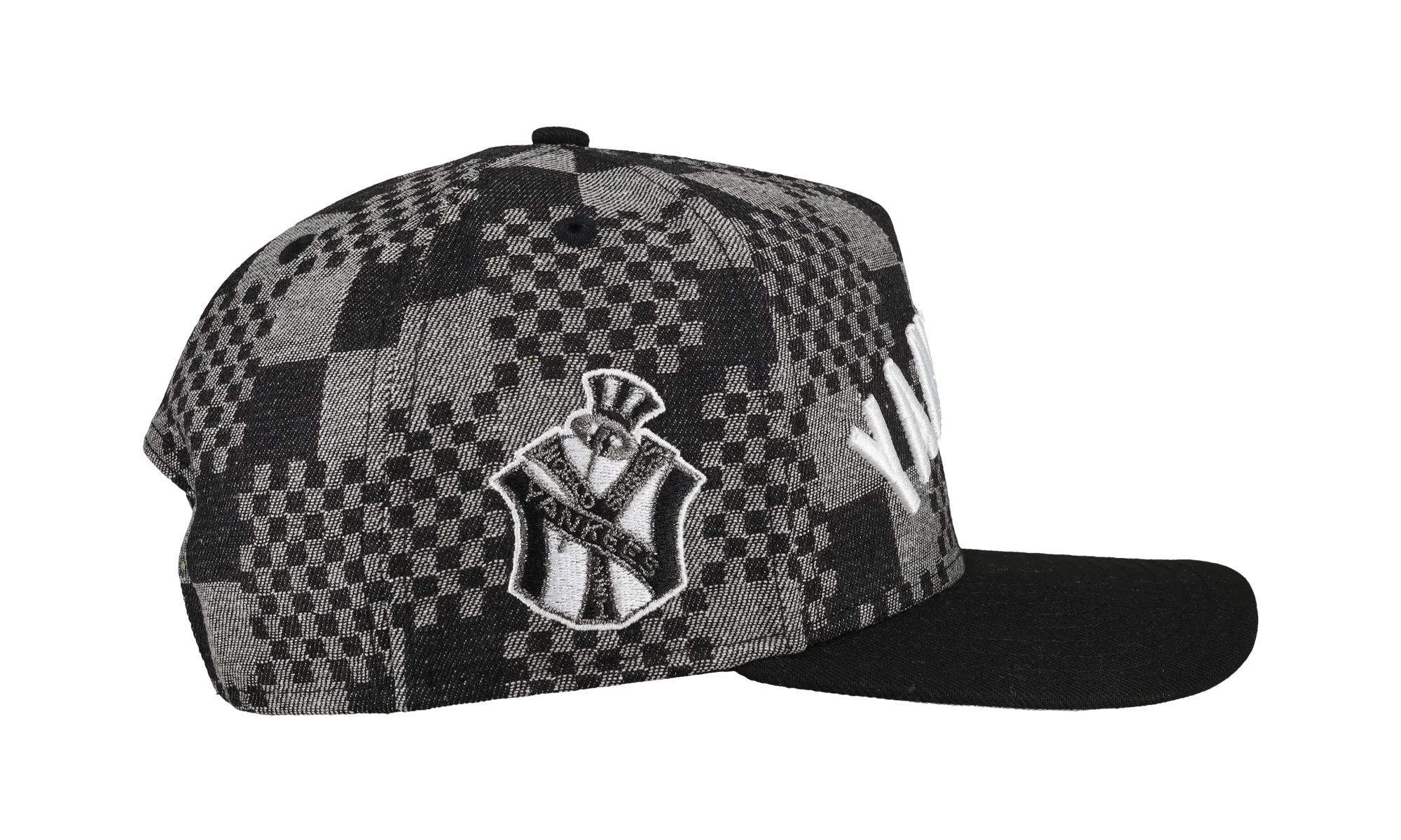 9FIFTY New York Yankees 1951 Checkered A Frame Snapback Hat "Black / Grey (Back Denim)" NE479