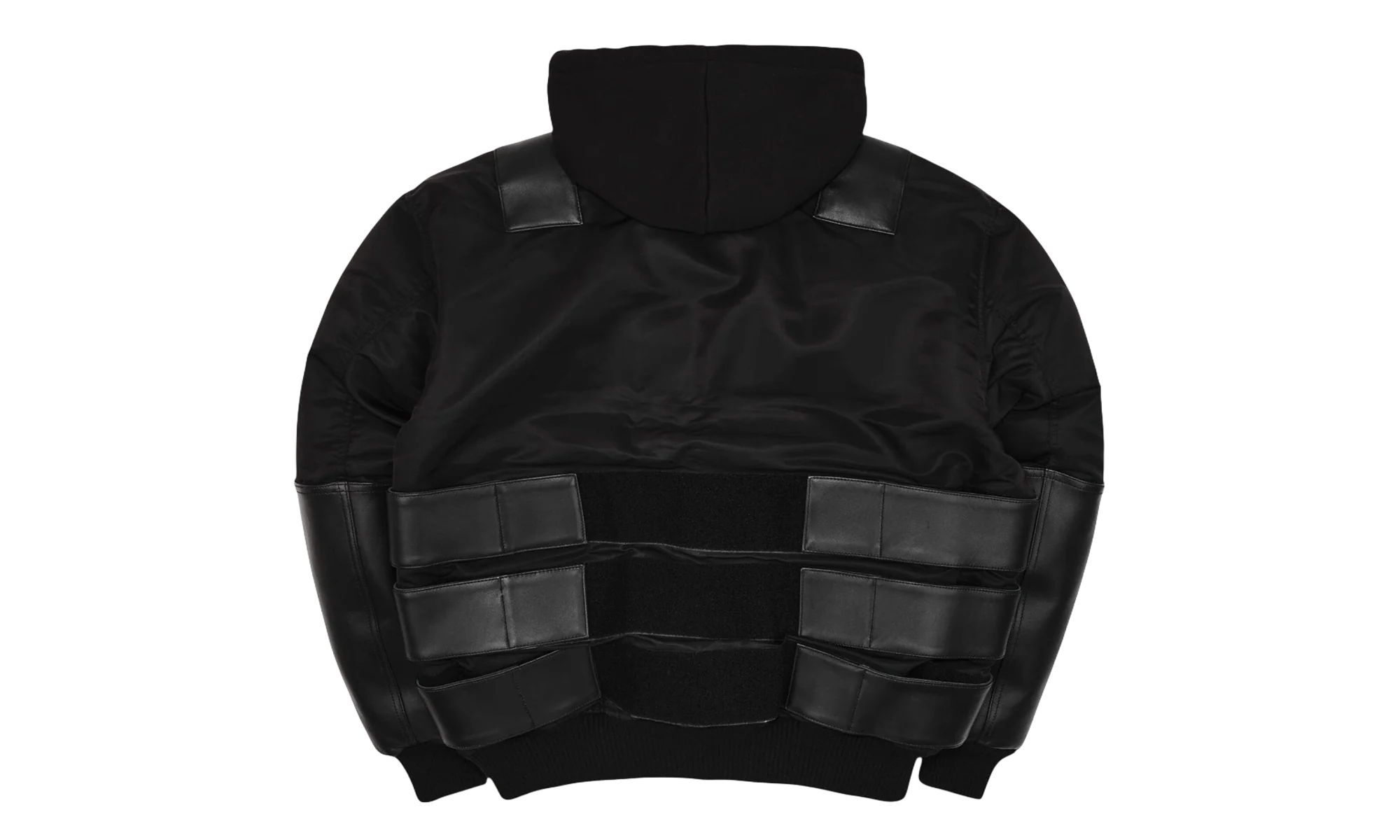Opium K9 Dogbiter Hooded Leather Bomber Jacket "Black Silver" PP028