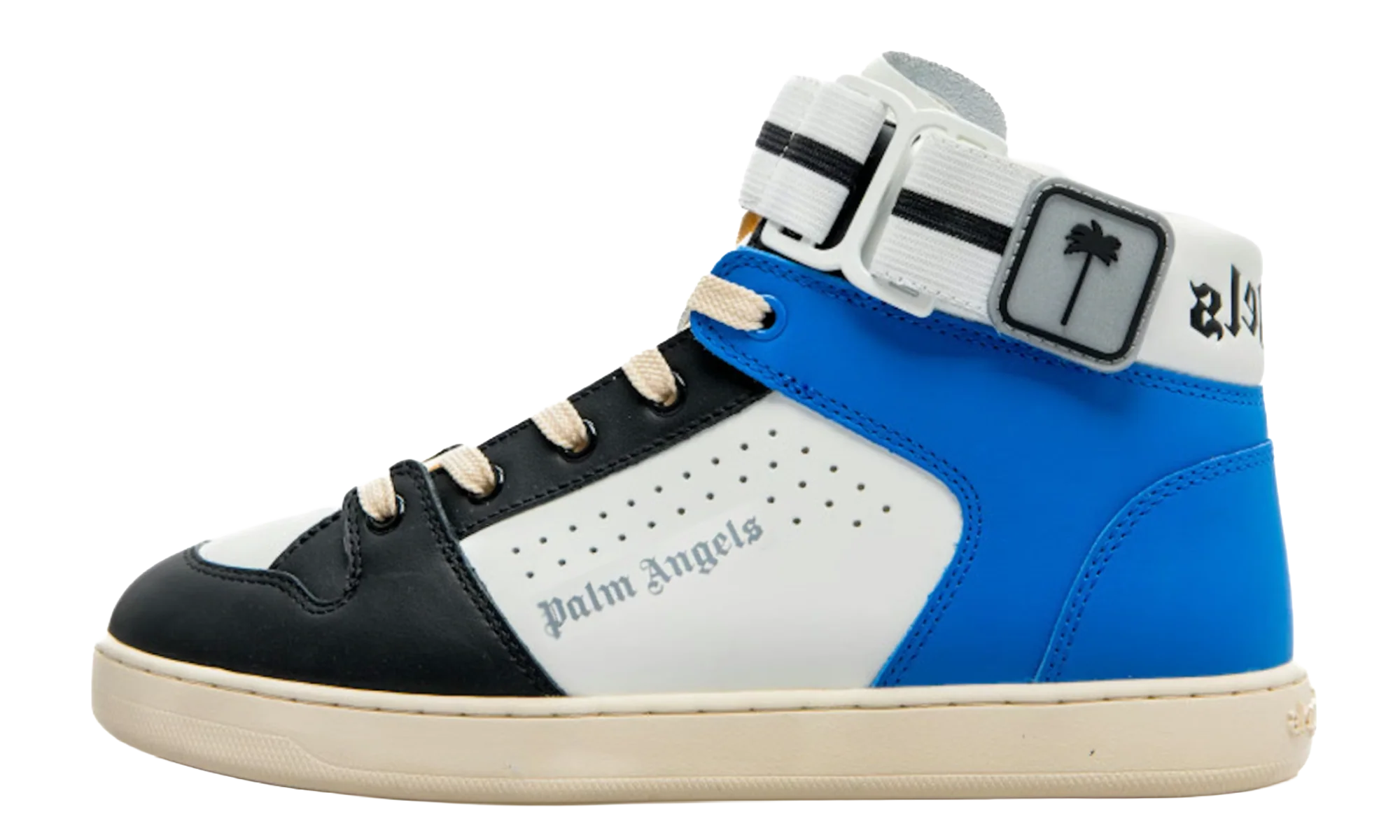 High-Top Strap Sneakers "Blue/White" PMIA007F22LEA0010145
