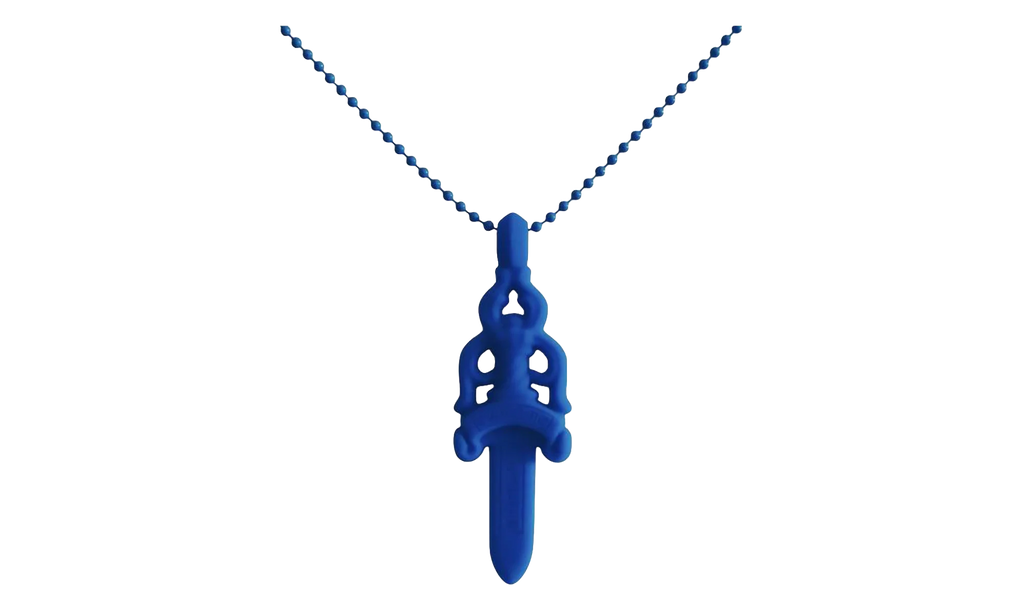 Silicone Dagger Pendant Ball Chain Necklace "Blue" CHRM0887