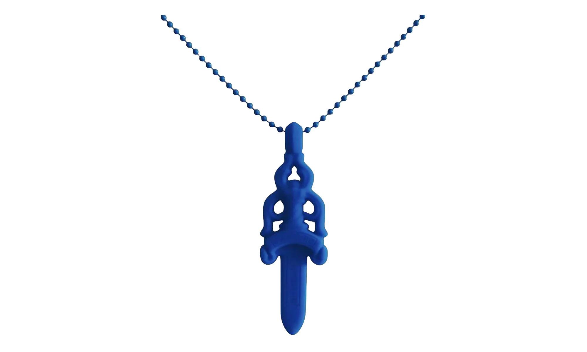 Silicone Dagger Pendant Ball Chain Necklace "Blue" CHRM0887