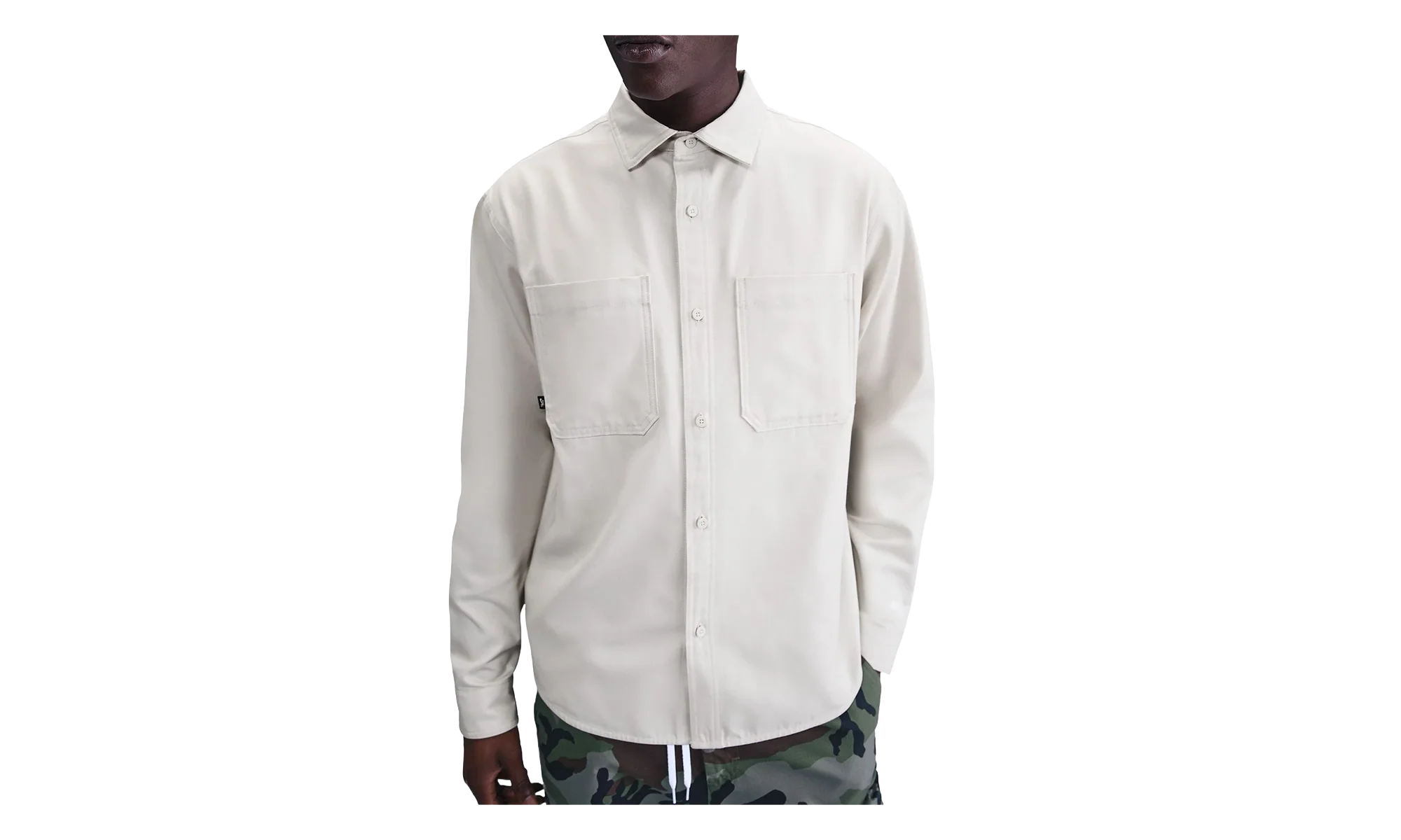 SB Long-Sleeve Woven Skate Top "Light Bone / White" FV7345 072