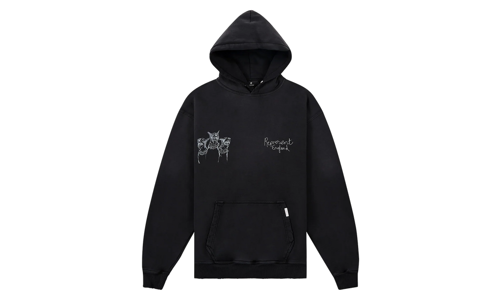 Hand Drawn Thoroughbred Dogs Hoodie "Aged Black" MLM100556 03
