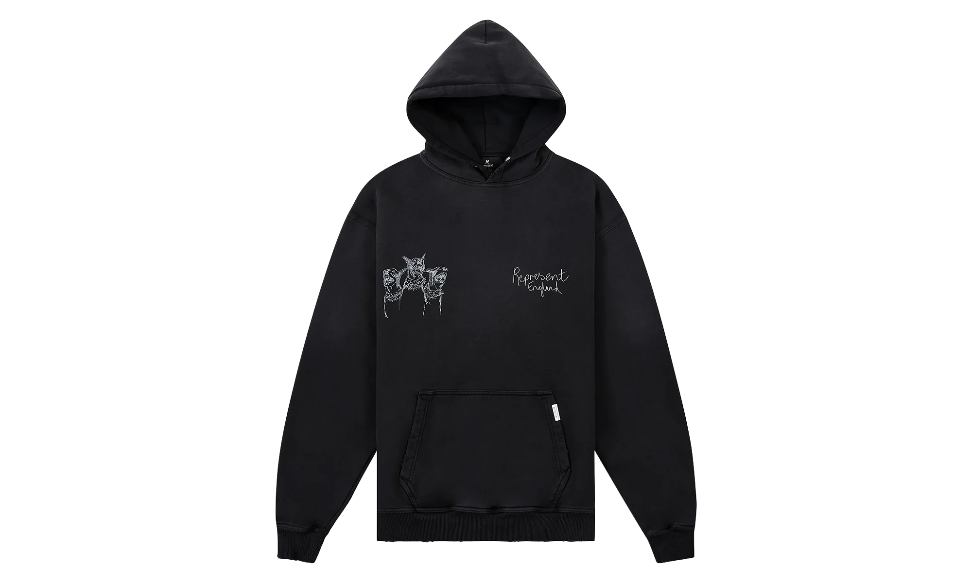 Hand Drawn Thoroughbred Dogs Hoodie "Aged Black" MLM100556 03