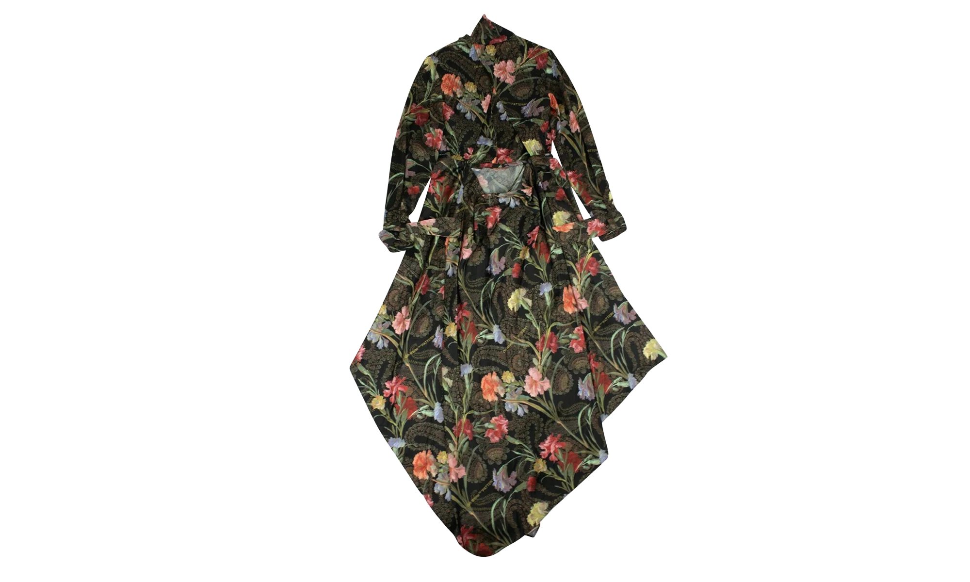 Floral Long Draped Dress "Black" 82NGG-OW-254