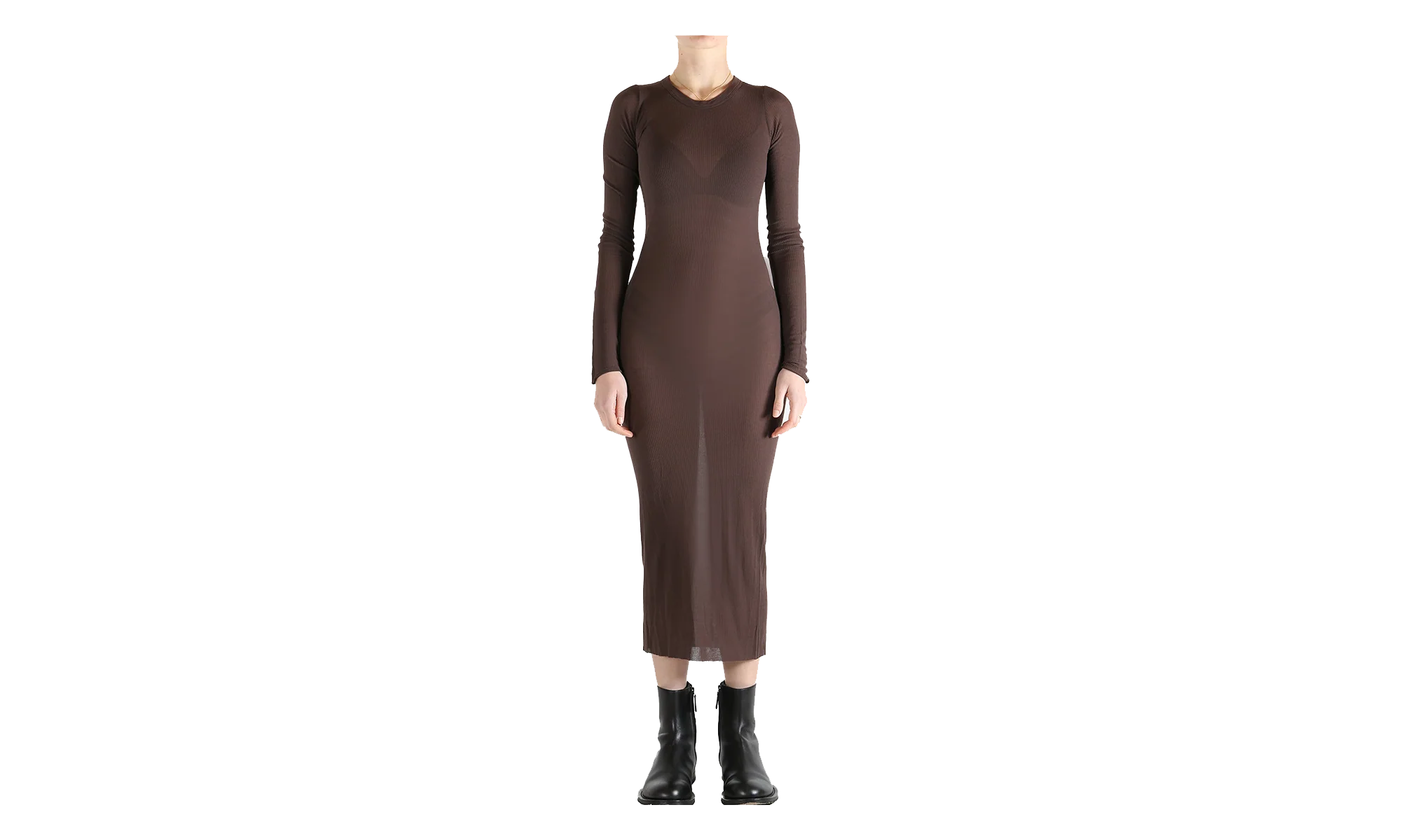 Rib Long-Sleeve Dress WMNS "Macassar" RP01F6546 RC 53