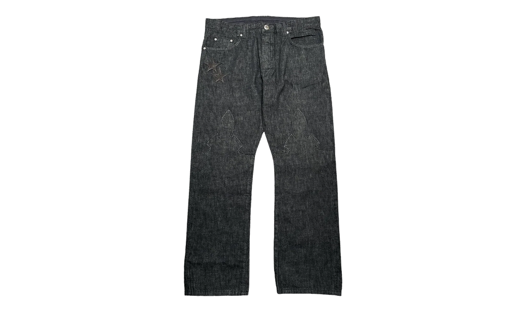 Leather Star Patch Denim Jeans "Washed Raw Denim Black" CHRM1109