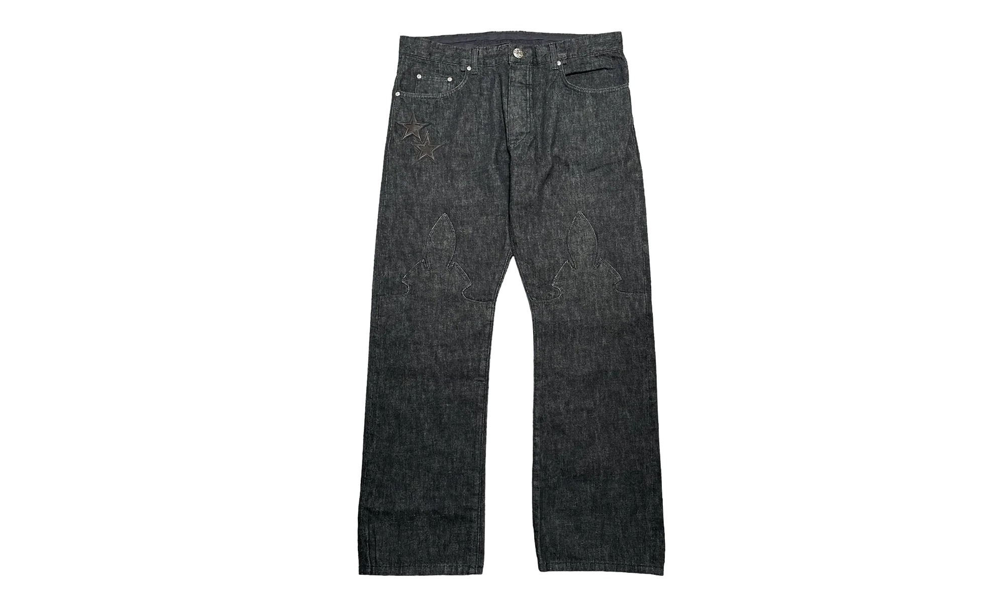 Leather Star Patch Denim Jeans "Washed Raw Denim Black" CHRM1109