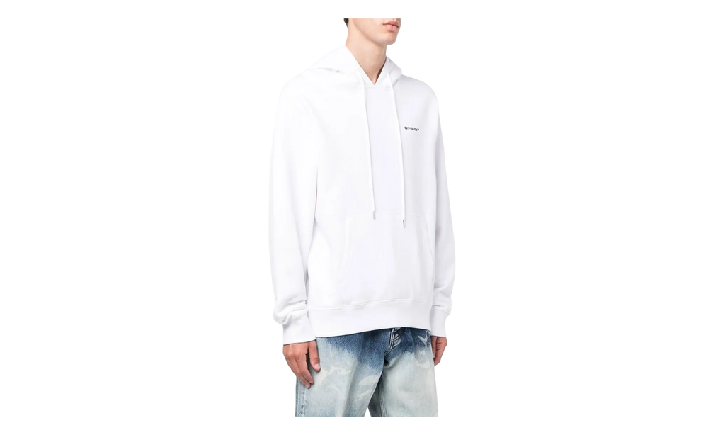 Wave Outline Diagonal Slim Hoodie "White / Black" OMBB097F22FLE0150110