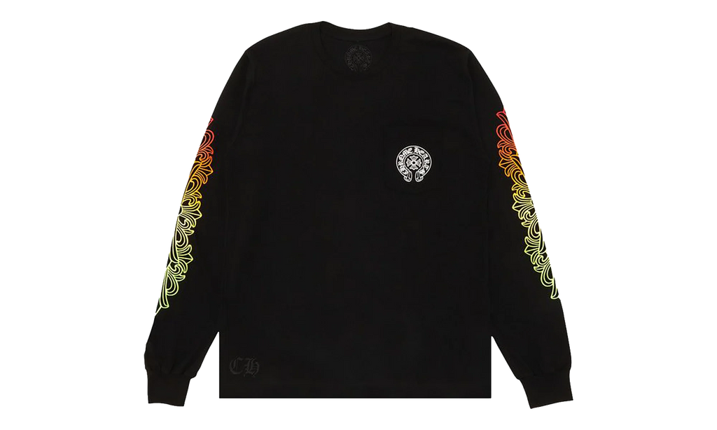 Floral Sleeve Gradient Long-sleeve T-shirt "Black" CHRM0821
