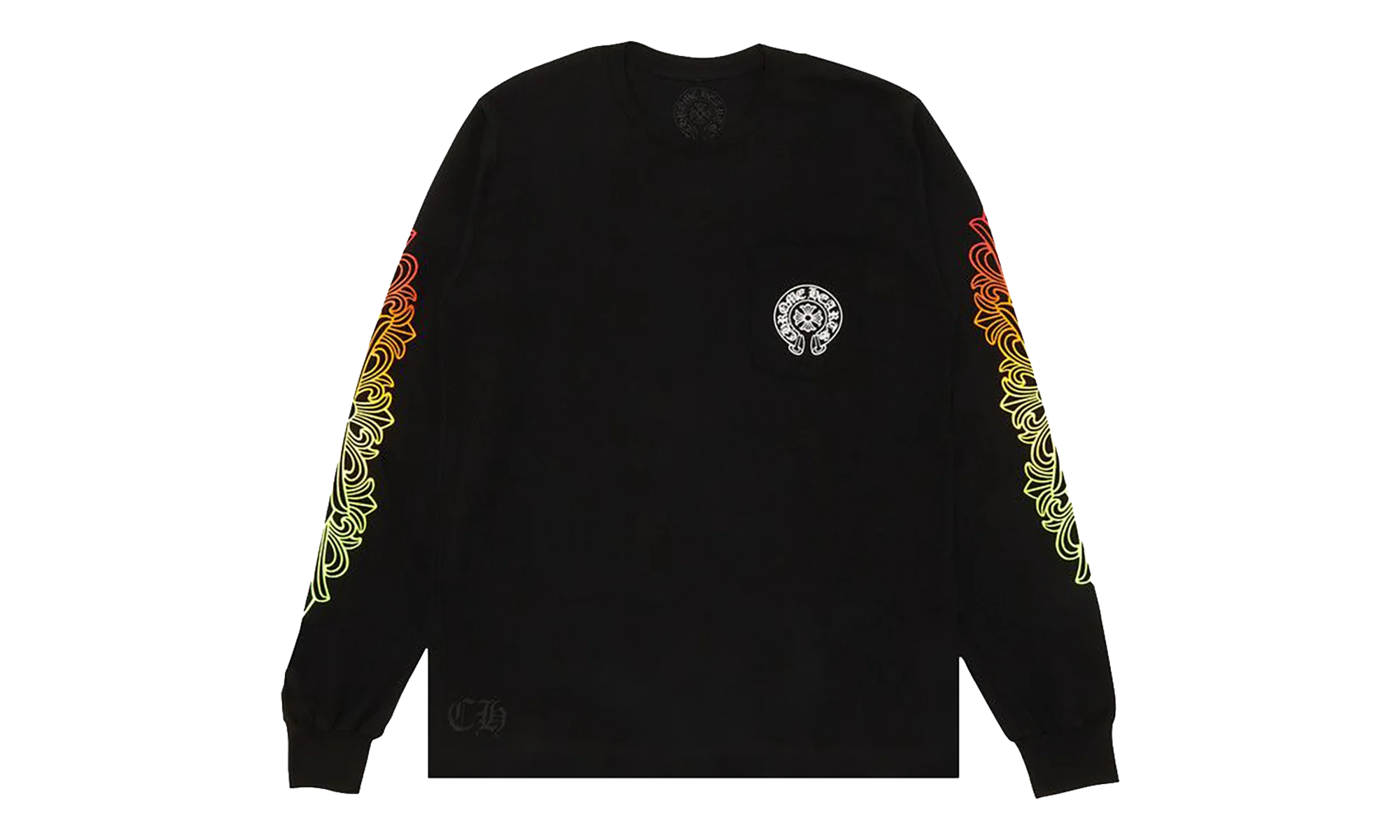 Floral Sleeve Gradient Long-sleeve T-shirt "Black" CHRM0821