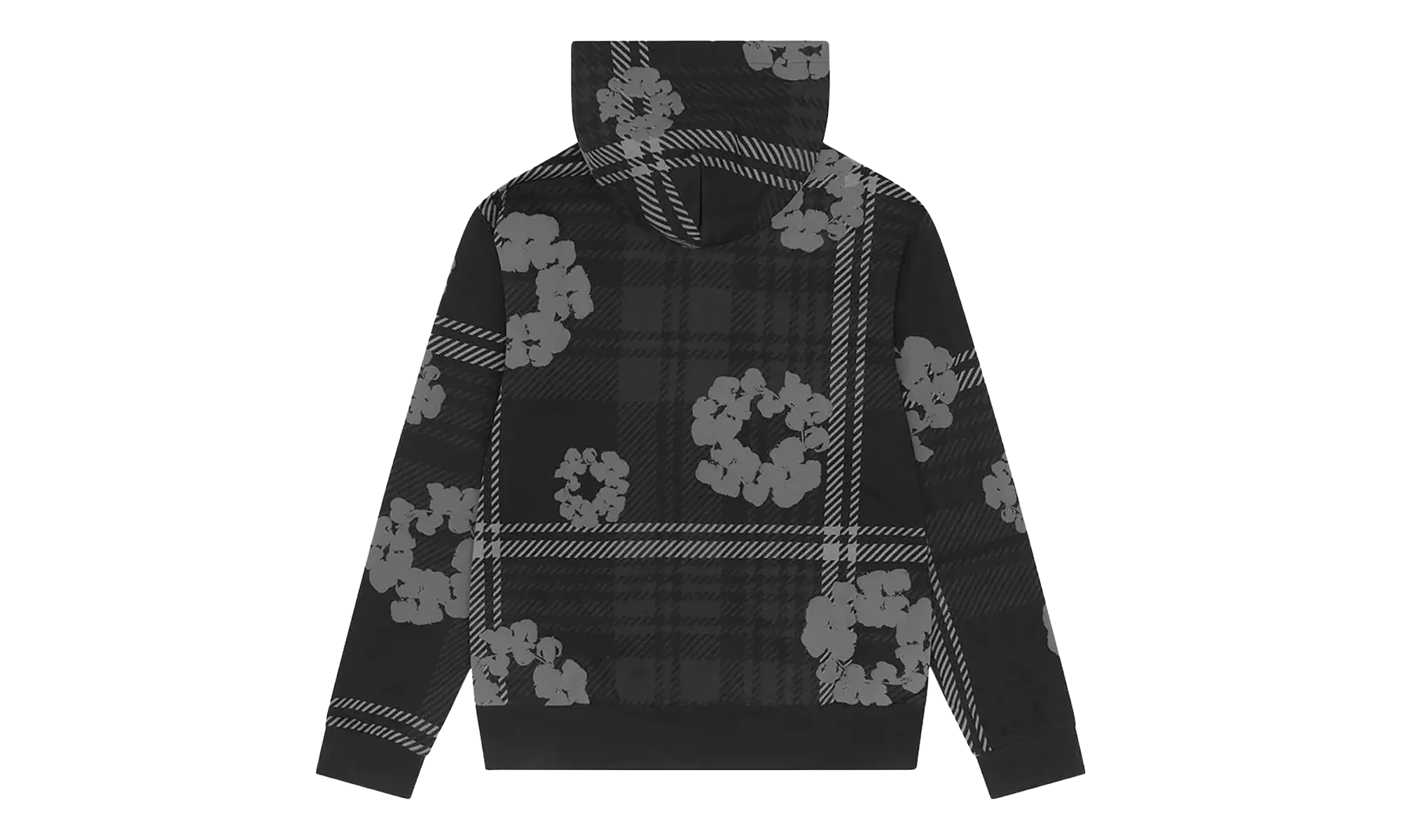 Plaid Cotton Wreath Zip Hoodie "Black" DT390