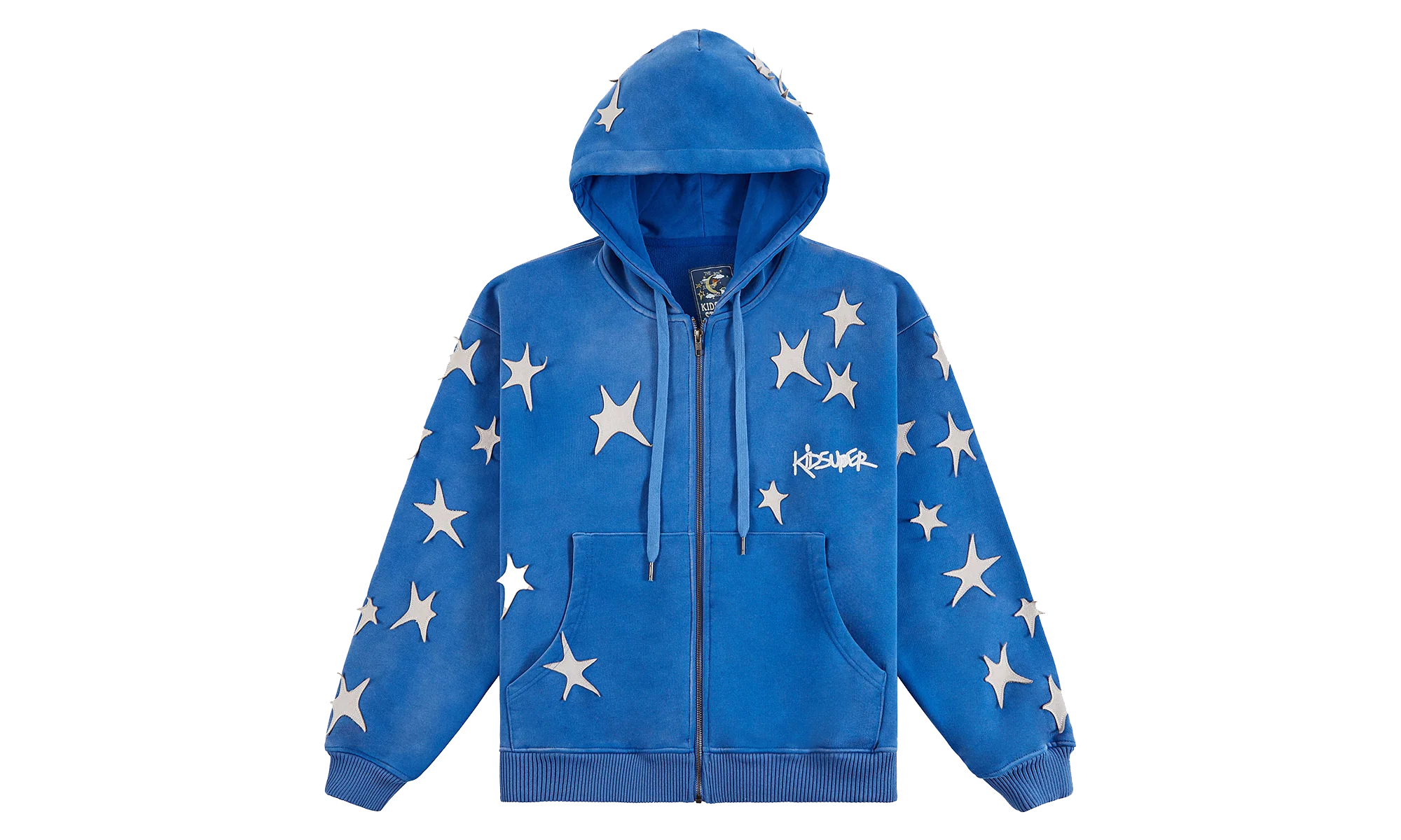 Patchwork Washed Hoodie "Blue" KS002