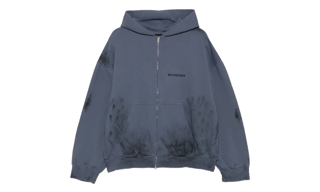 Back Zip Up Hoodie Regular Fit "Faded Dark Blue / Black" 803264 TTVG1 3364