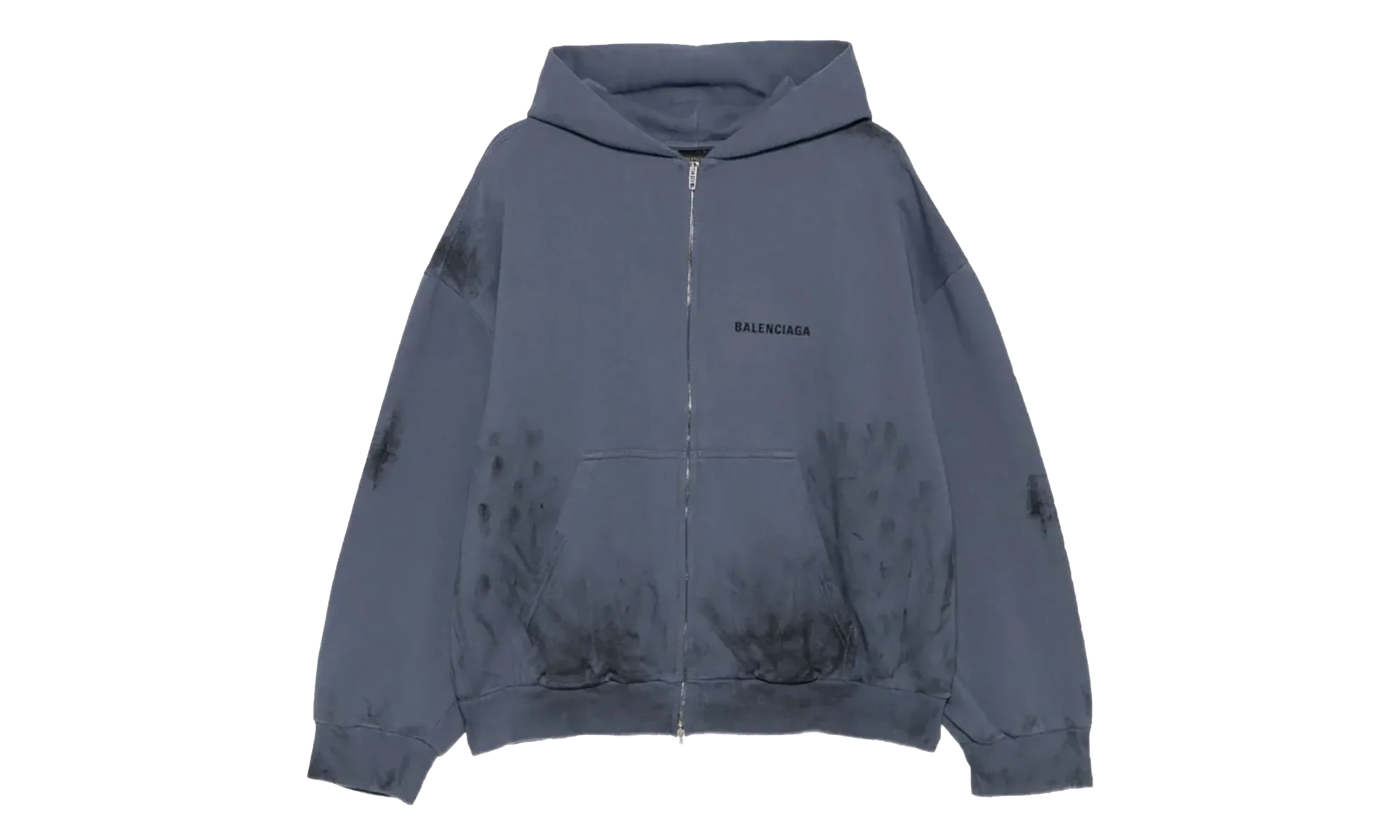 Back Zip Up Hoodie Regular Fit "Faded Dark Blue / Black" 803264 TTVG1 3364