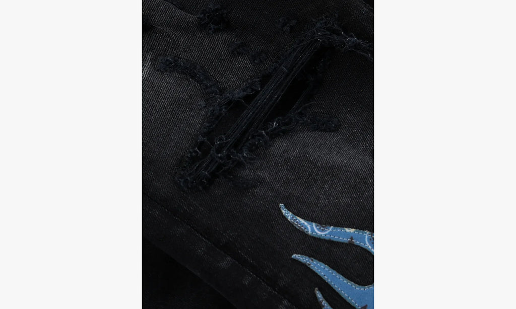 BANDANA FLAME JEAN AGED "BLACK BLUE" PS22MDS192 BLACK BLUE