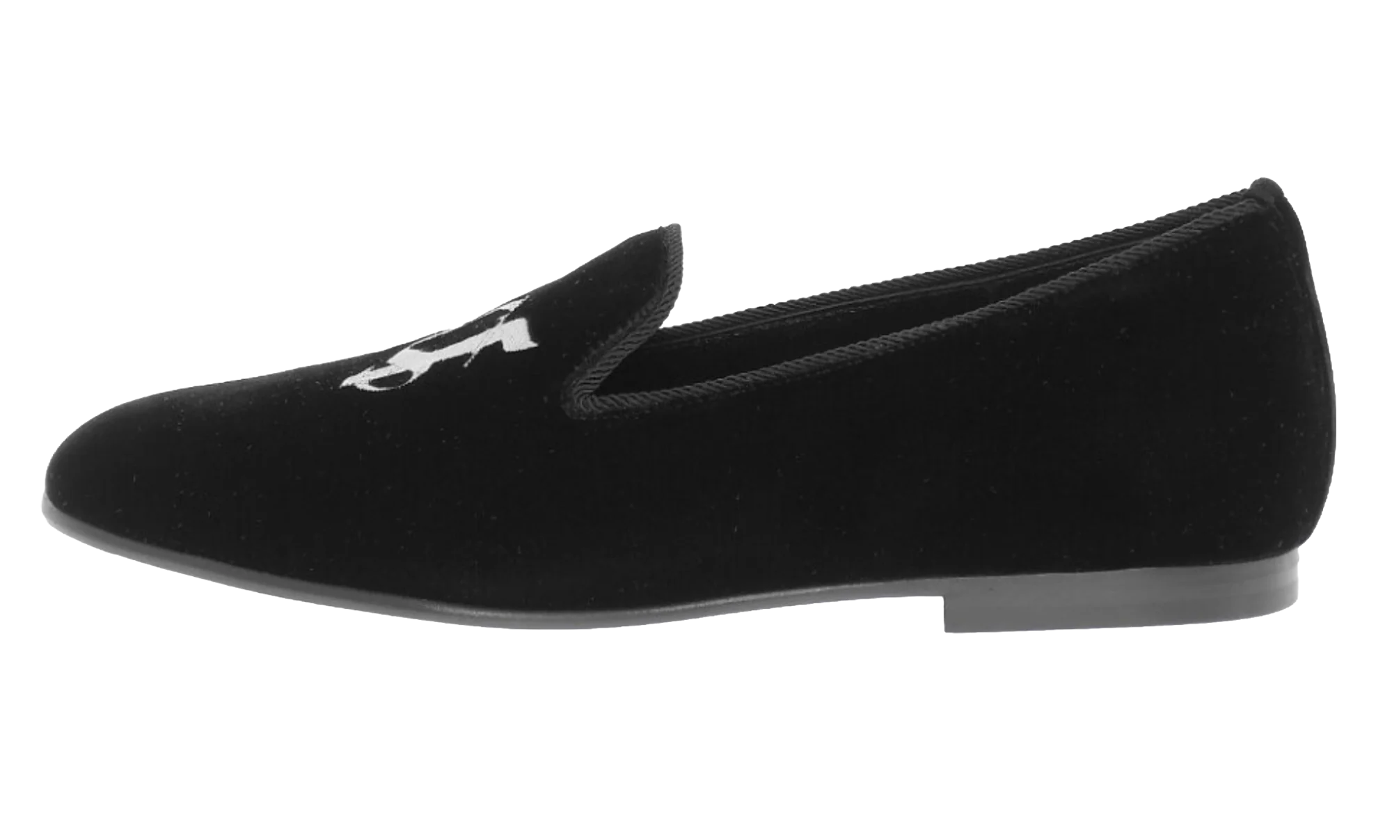 Embroidered Velvet Loafers "Black" PMIG003F23FAB0011000