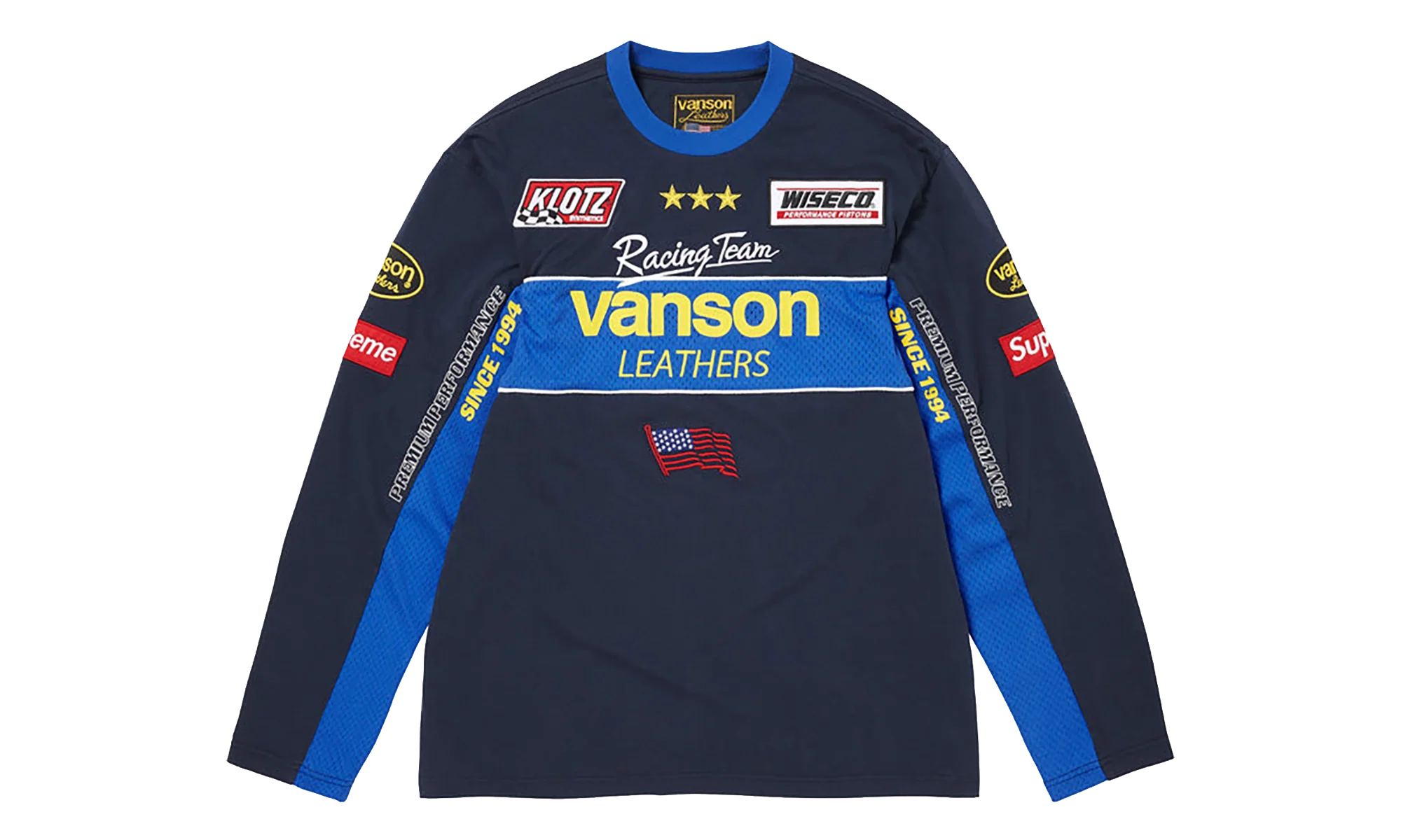 Vanson Leathers® L/S Top "SS26 - Navy" SU27020