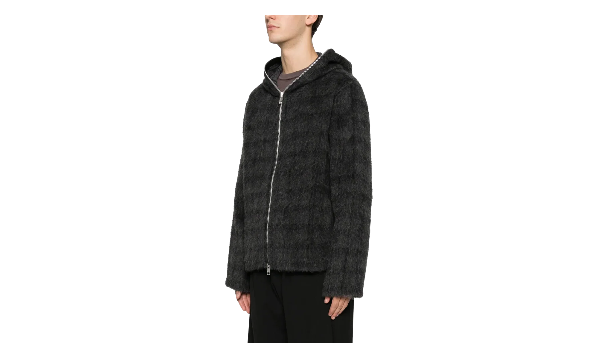 Full Zip Hoodie "Fuzzed Plum Check" M2266FF