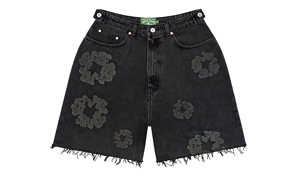 Mono Cotton Wreath Denim Shorts "Black" DT389