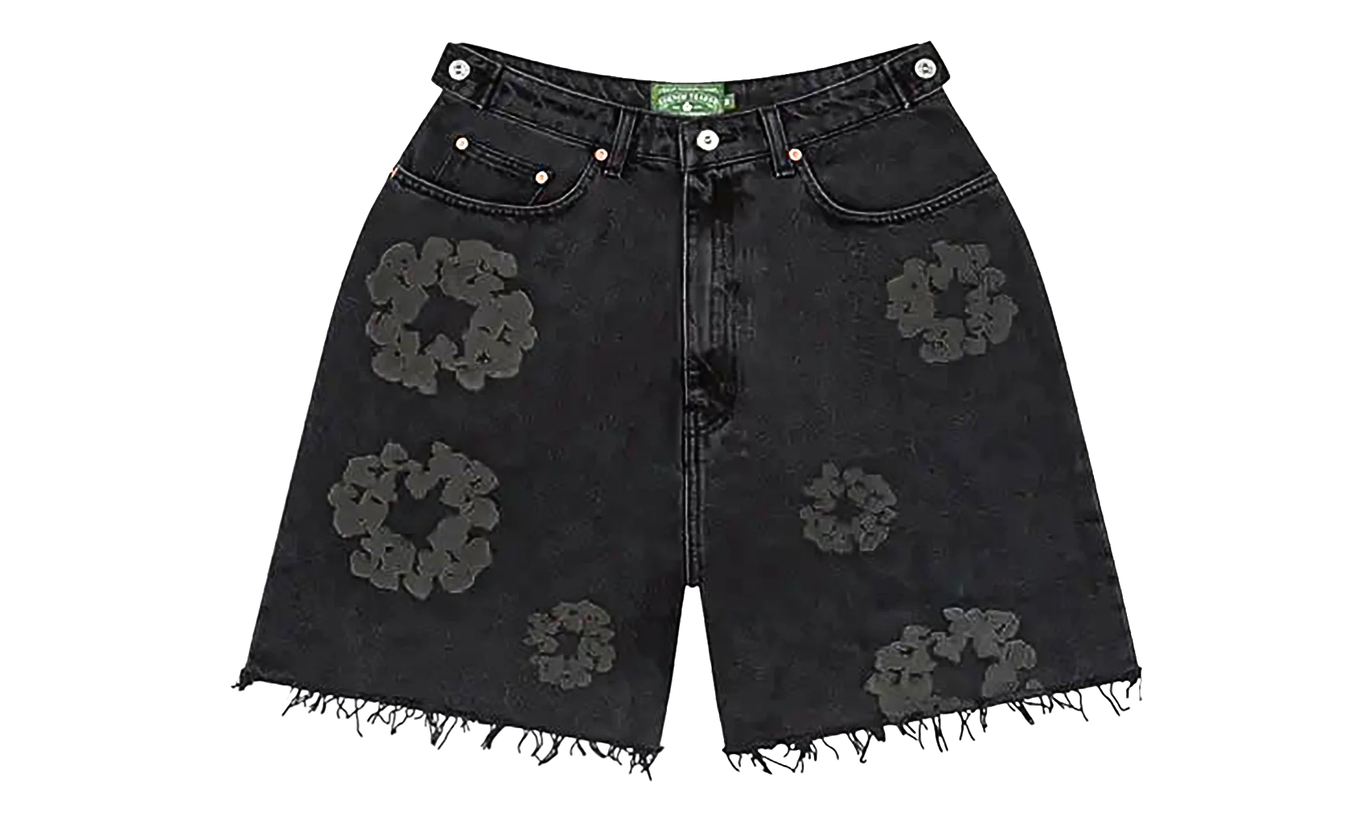 Mono Cotton Wreath Denim Shorts "Black" DT389