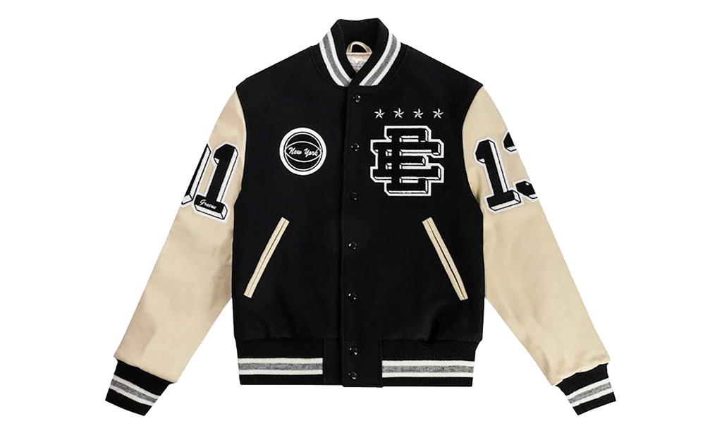 EE VARSITY LETTERMAN WOOL/LEATHER JACKET "Black/Black" EE827