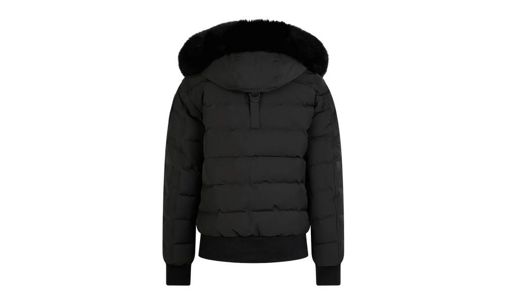 Ladriere Shearling Trim Bomber Jacket "Black / Black" M39LB015 BLK W BLK