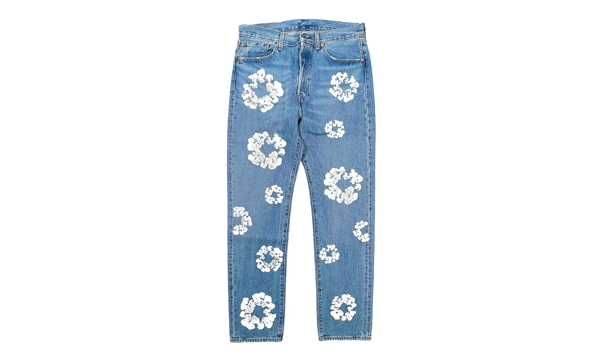 Levi's 501 Cotton Wreath Logo Jeans "Light Wash / Indigo / White" DT303
