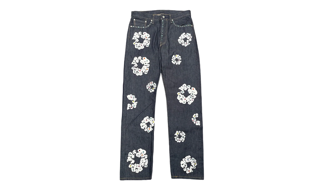 Levi's 501 Rhinestone Cotton Wreath Logo Jeans "Selvedge - Indigo / White" DT295
