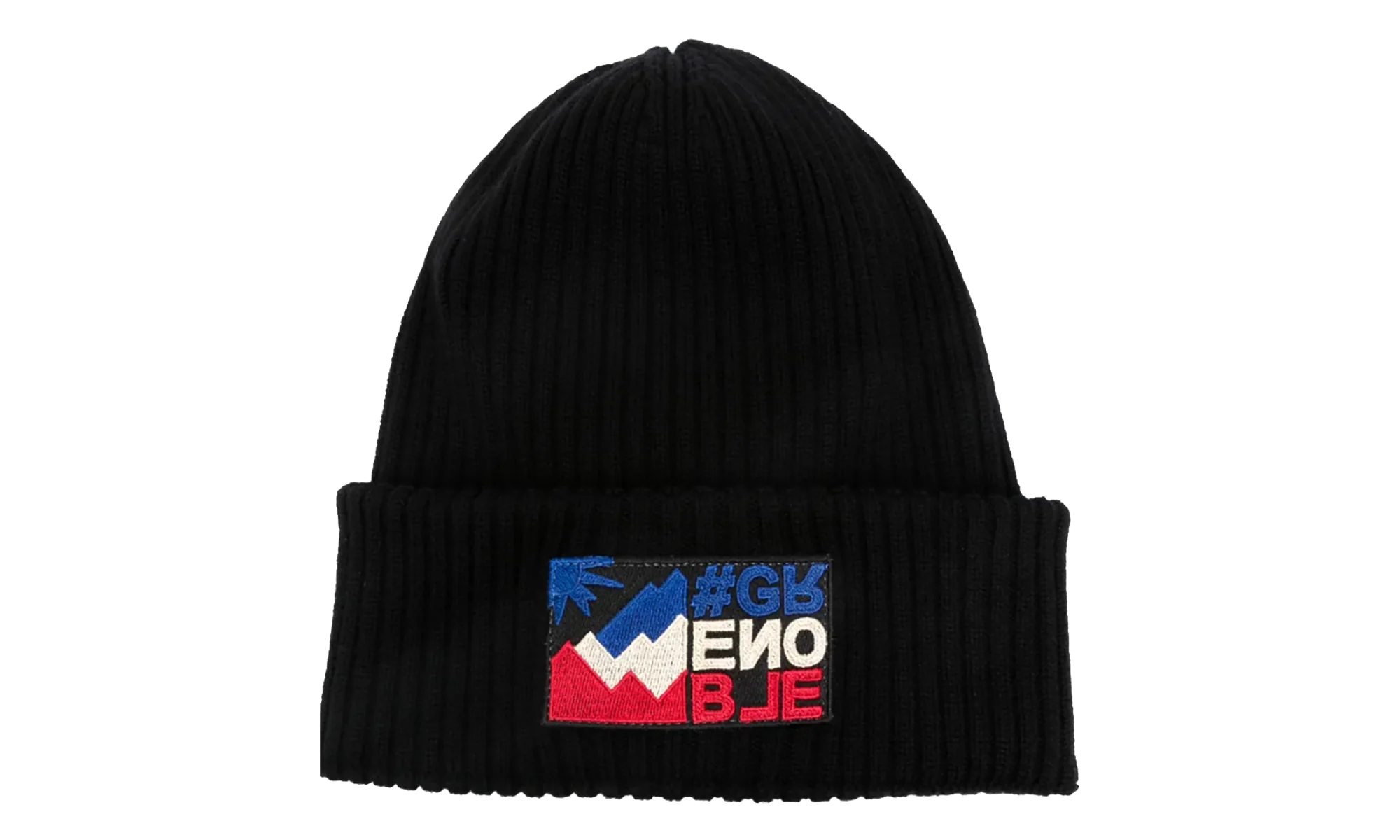 Grenoble Berretto Tricot Grenoble Logo-Patch Virgin-Wool Beanie "Black" MON08