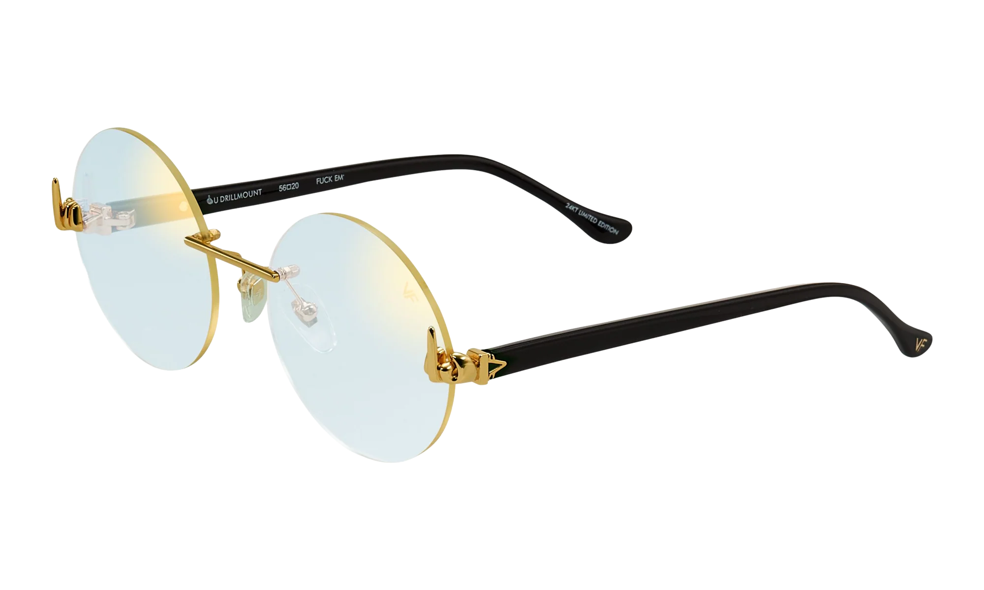 508 Rimless Drill Mount F.U. Edition 24KT "Yellow Gold / Black / Flash Gold" DMMF2 0005 16T3