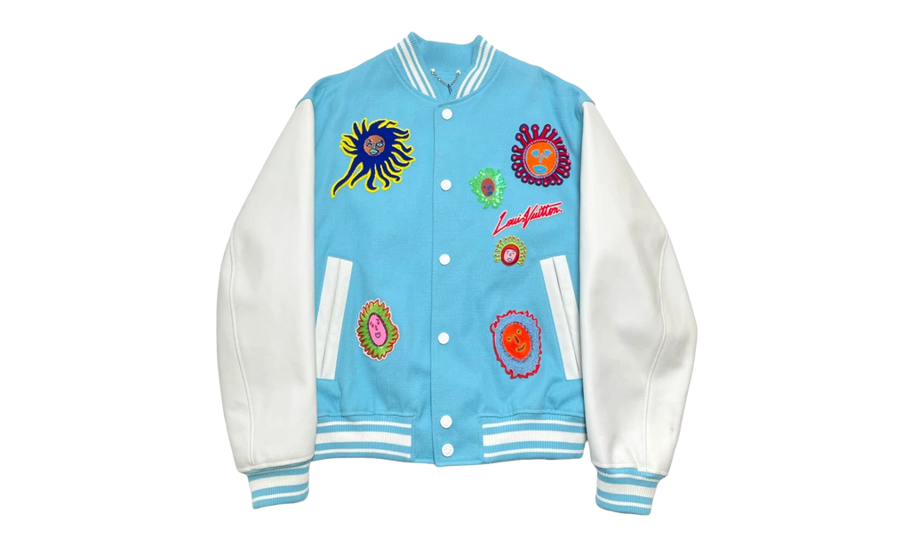 Embroidered Faces Varsity Jacket "YK - Blue" 1AB8H8