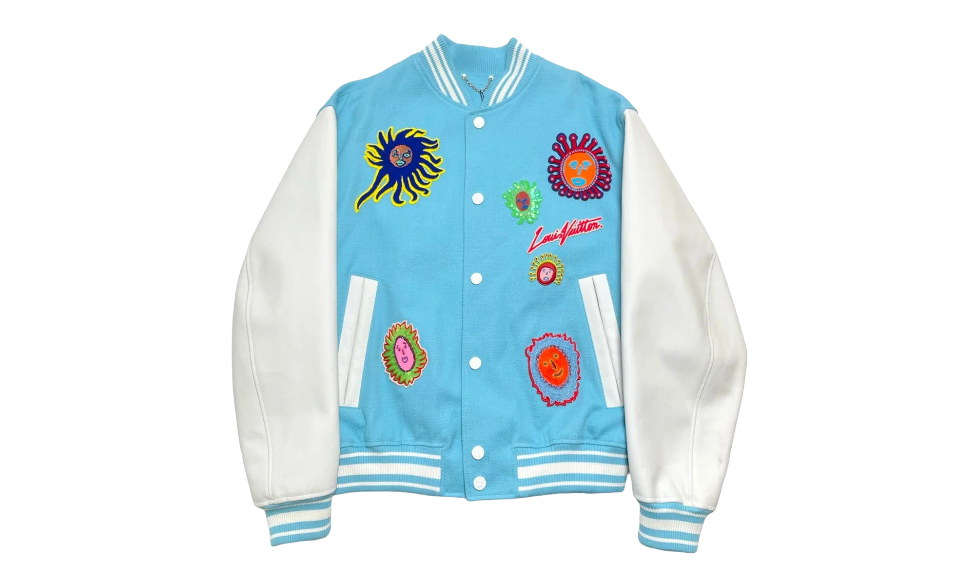 Embroidered Faces Varsity Jacket "YK - Blue" 1AB8H8