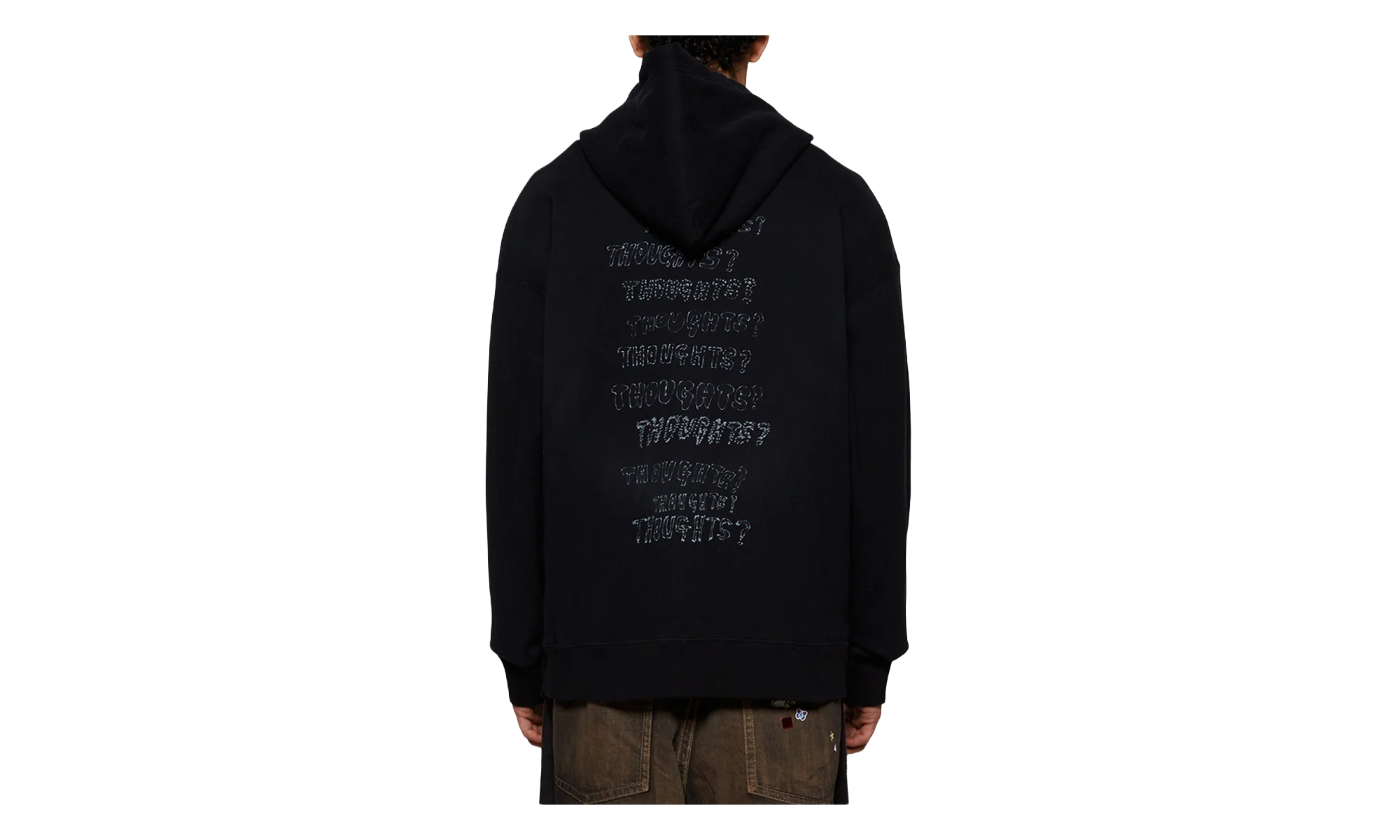 Distressed Graffiti Print Zip-Up Hoodie "Black" J14PK721 BLAC