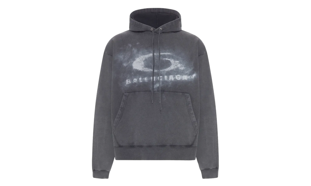 Oversized Drawstring Hoodie "Washed Black / White" 858143 TTVN6 9034