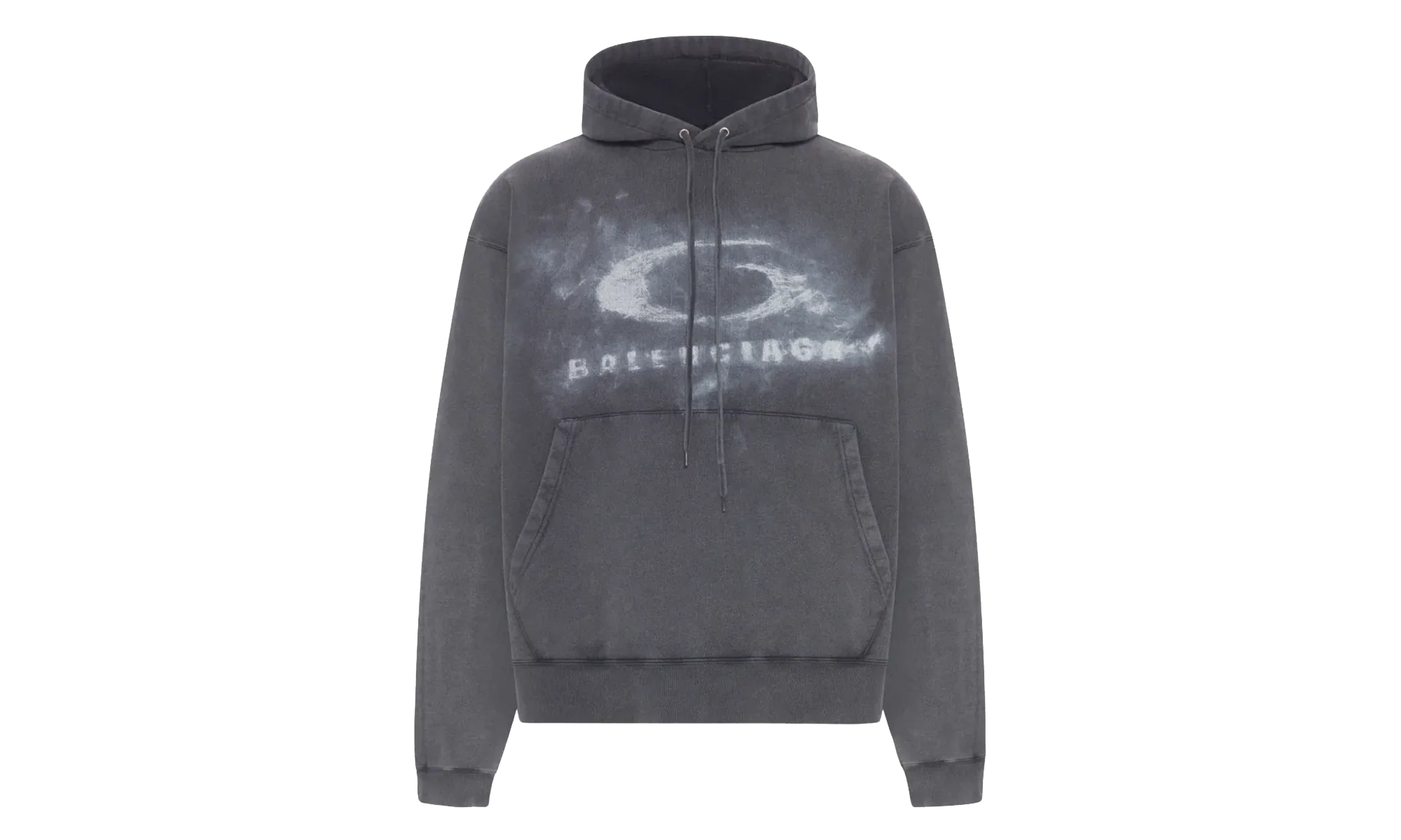Oversized Drawstring Hoodie "Washed Black / White" 858143 TTVN6 9034