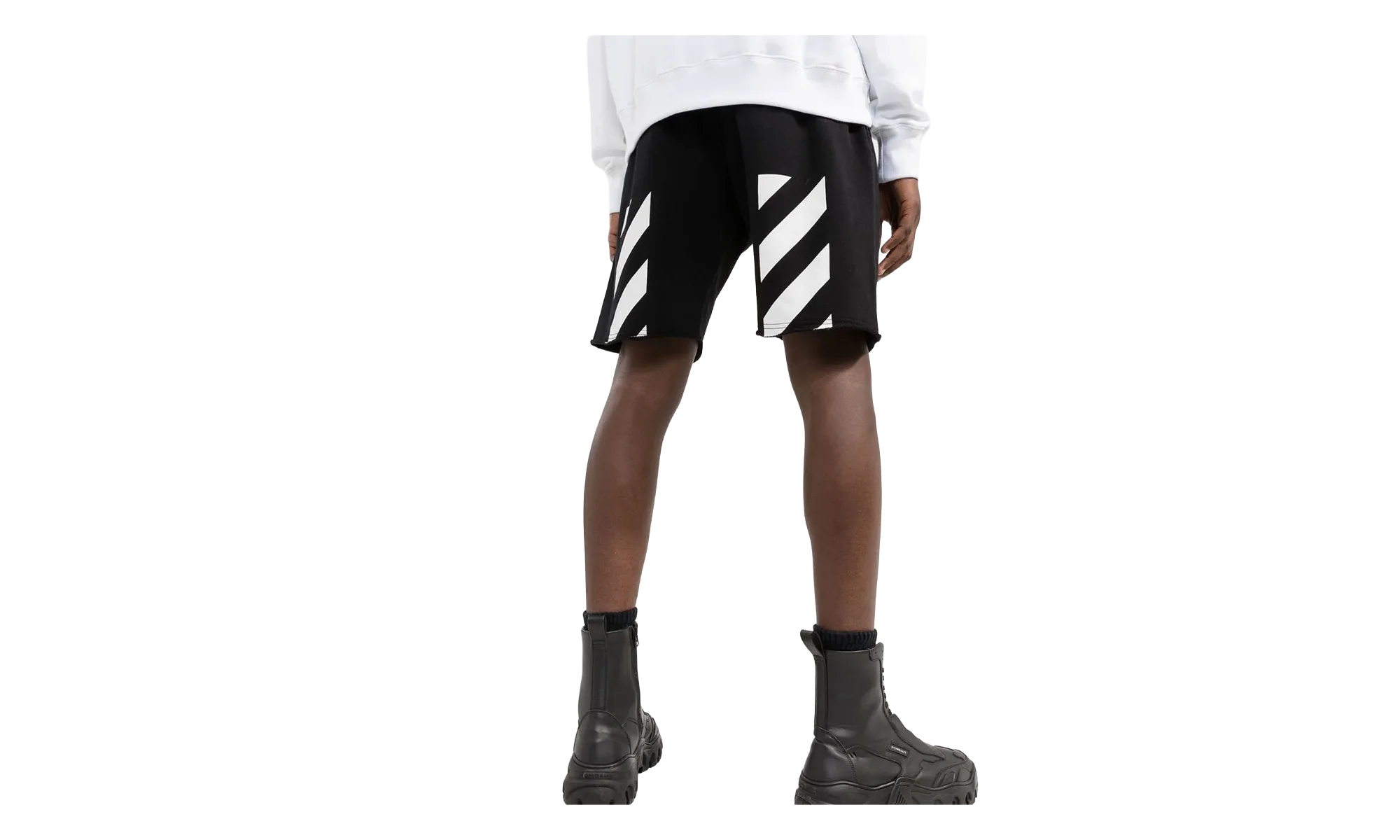 Diagonal Helvetica Sweatshorts "Black / White" OMCI006C99FLE0011001