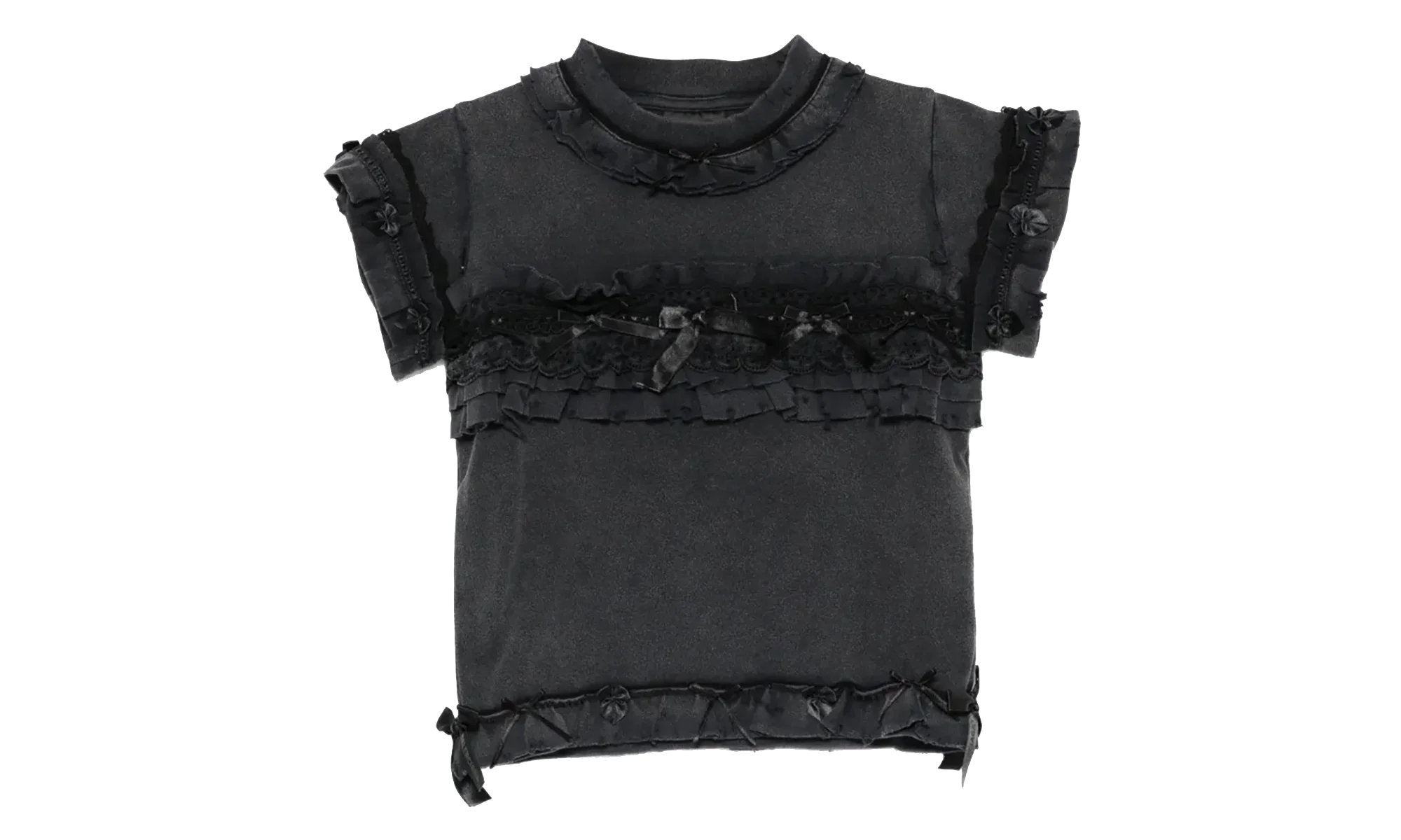 Ruffle Crew Neck T-Shirt WMNS "Washed Black" 836121 TTVF8 1055