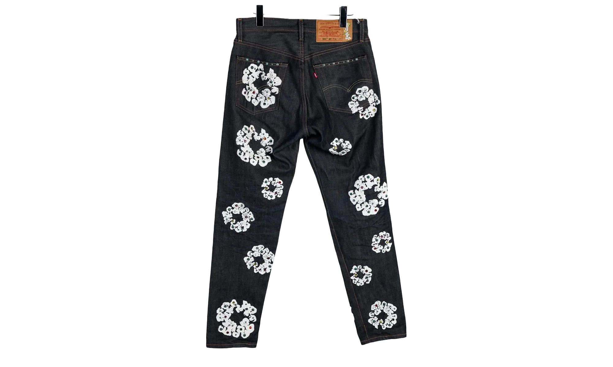Levi's 501 Rhinestone Cotton Wreath Logo Jeans "White / Black" DT296