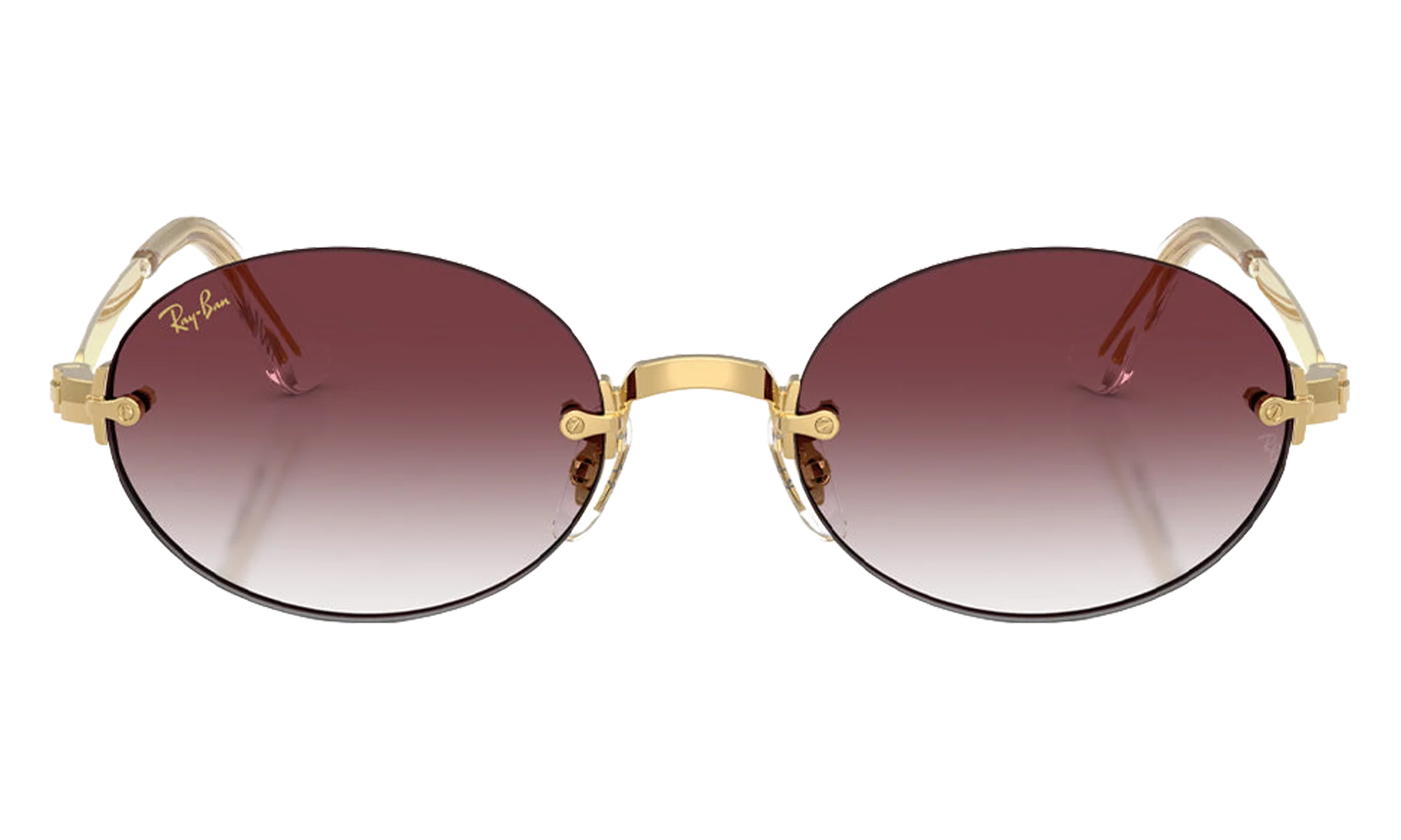 Ray-Ban Rimless "A$AP Rocky - Polished Arista Gold with Clear Gradient Dark Violet Lens" RB3929 001 8H