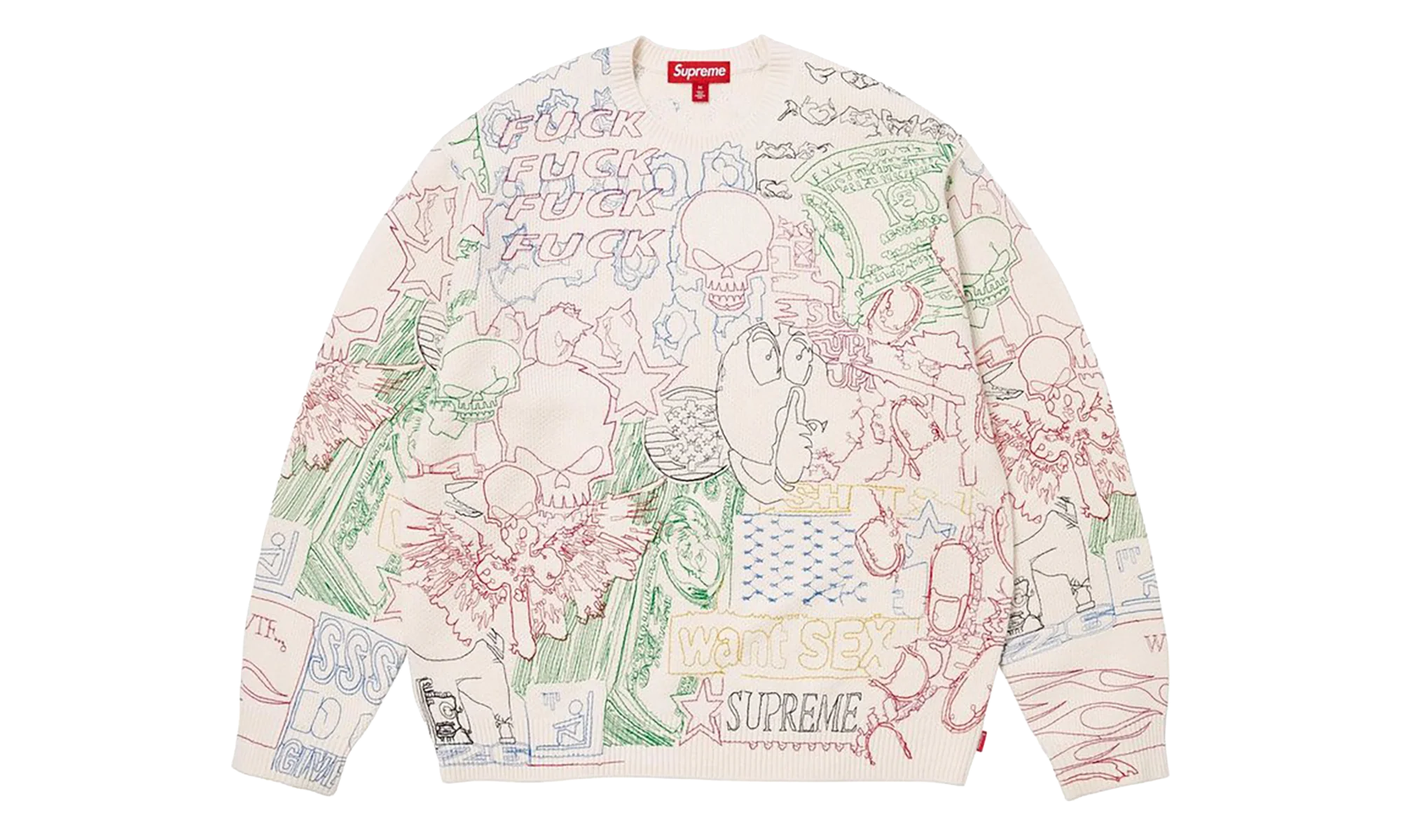 Collage Embroidered Sweater "SS26 - White" SU27294